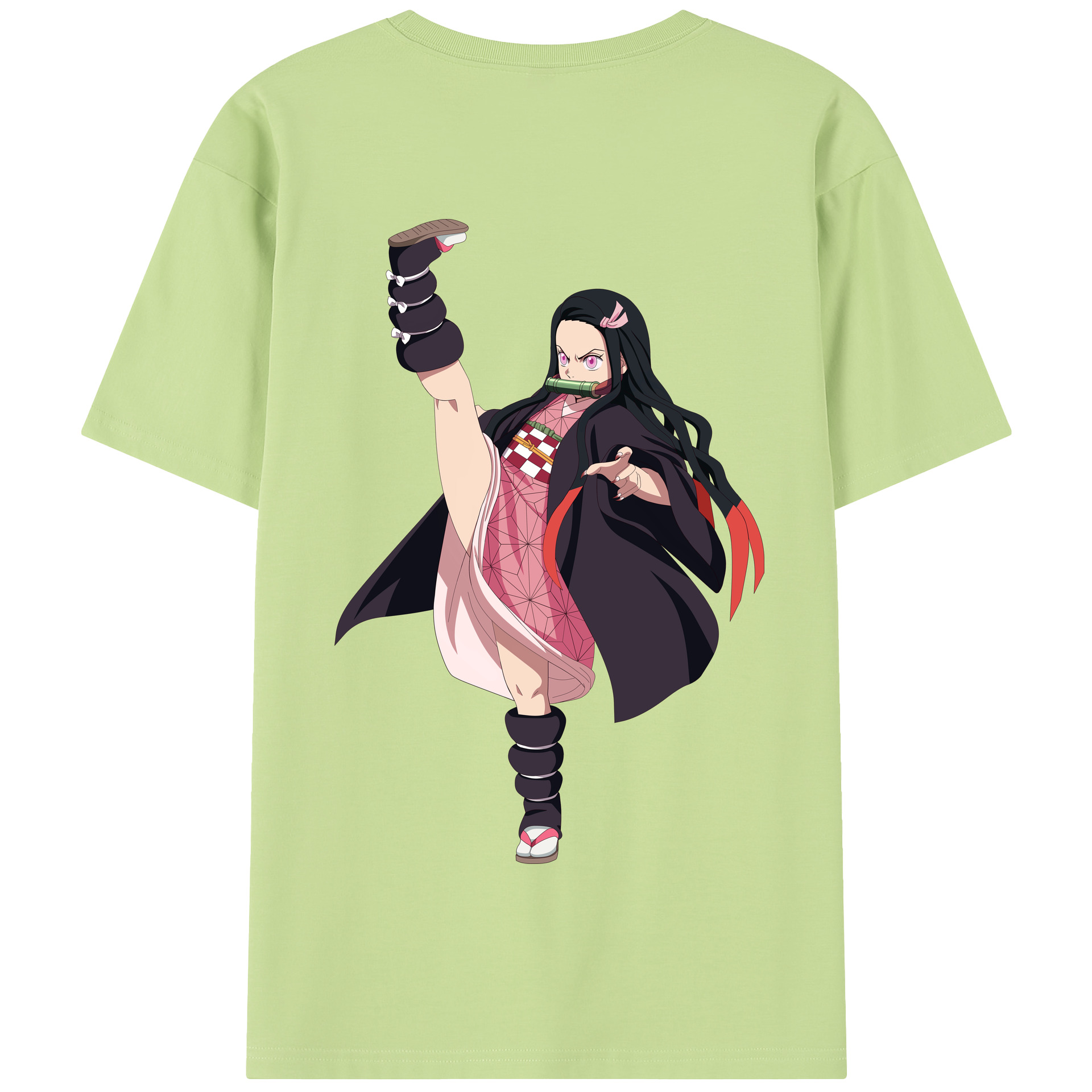 （画像用） 鬼滅の刃（きめつのやいば）竈門 禰󠄀豆子／かまど ねずこ Kamado Nezuko 綿100％半袖Tシャツ（背面プリント）